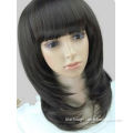 Pure Medium long Black Fluffy Straight Full wig Hair KR20